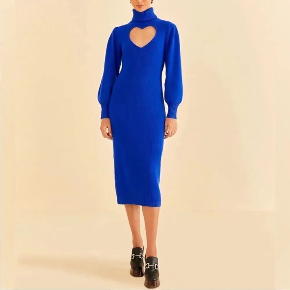 FARM Rio knit heart ribbed sweater dress